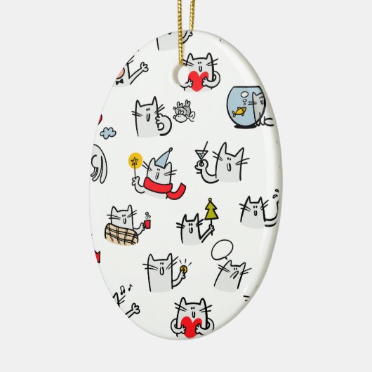 Grappige katten, melk en magie. keramisch ornament (Links)