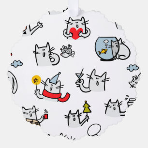 Grappige katten, melk en magie. ornament kaart