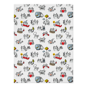 Grappige katten, melk en magie. perfect poster