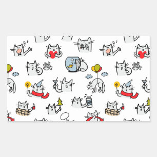 Grappige katten, melk en magie. rechthoekige sticker