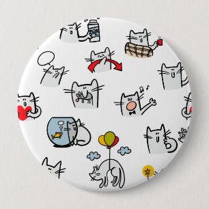 Grappige katten, melk en magie. ronde button 4,0 cm