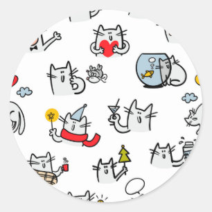 Grappige katten, melk en magie. ronde sticker