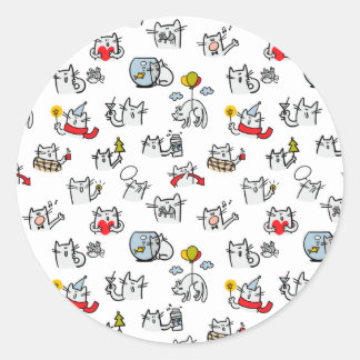 Grappige katten, melk en magie. ronde sticker