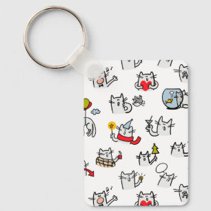 Grappige katten, melk en magie. sleutelhanger