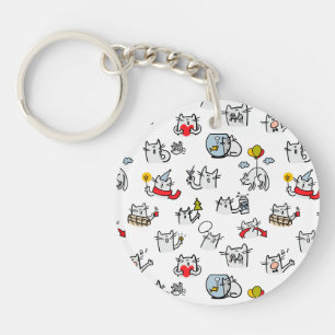 Grappige katten, melk en magie. sleutelhanger