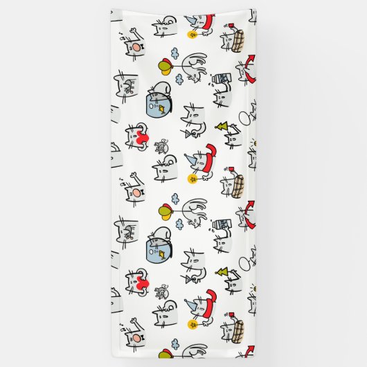 Grappige katten, melk en magie. spandoek (Verticaal)