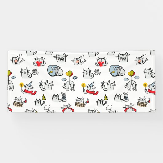 Grappige katten, melk en magie. spandoek (Horizontaal)