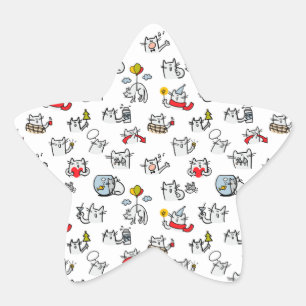 Grappige katten, melk en magie. ster sticker