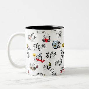 Grappige katten, melk en magie. tweekleurige koffiemok