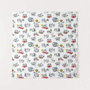 Grappige katten, melk en magie. wandkleed