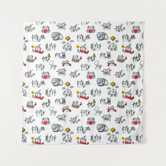 Grappige katten, melk en magie. wandkleed (Voorkant)