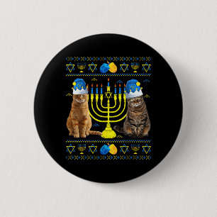 Grappige katten menorah jood gelukkig Hanukkah lel Ronde Button 5,7 Cm