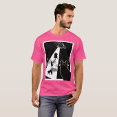 Grappige katten met buitenaards UFO ruimteschip. F T-shirt (Voorkant volledig)