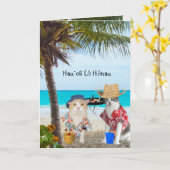 Grappige katten op het strand kaart (Gele Bloem)