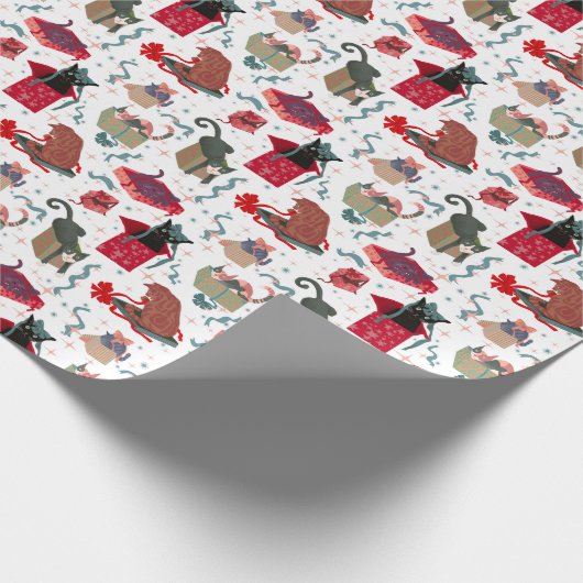 Grappige katten spelen in kerstboxen cadeaupapier (Hoek)