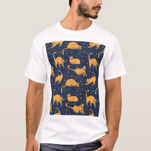 Grappige katten, sterren, ruimte patroon. t-shirt