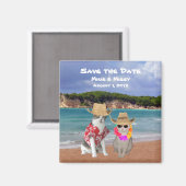 Grappige Katten Strand Bruiloft Save the Date Magneet (Voorkant / Achterkant)
