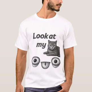 Grappige Katten T-shirt Kijk naar Mij, Mij Oh Zo S