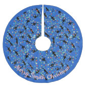 Grappige katten verstrikt in kerstverlichting op m kerstboom rok (Voorkant)