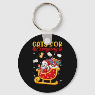 Grappige katten voor iedereen Santa Sleigh Merry C Sleutelhanger