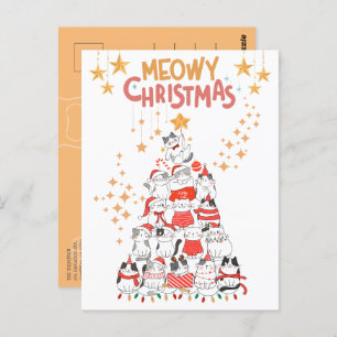 Grappige Katten Xmas Tree Meowy Kerstvakantie Briefkaart
