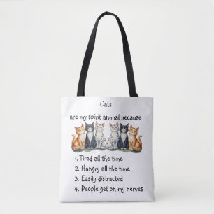 Grappige katten zijn spirituele dier humor cute draagtas