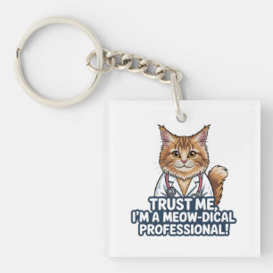 Grappige kattenarts diergrap illustratie sleutelhanger