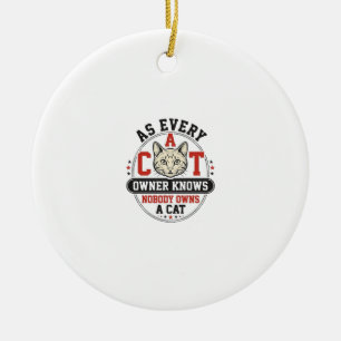 Grappige katteneigenaar citaat vintage graveerontw keramisch ornament