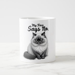 Grappige kattengezichtillustratie – Minimaal leuke Extra Grote Beker