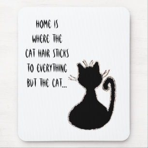 Grappige kattenhaar citaat Cute Zwarte kat Silhoue Muismat