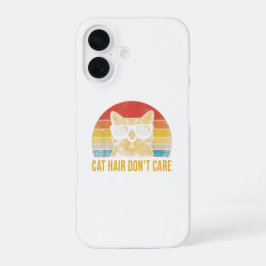 Grappige kattenhaar-ik-weet-van-niets kaart voor k iPhone 16 hoesje
