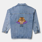 Grappige kattenhouding denim jacket (Achterkant)