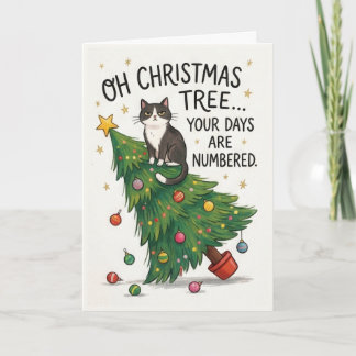 Grappige Kattenkerstboom – Dagen Zijn Geteld Kaart