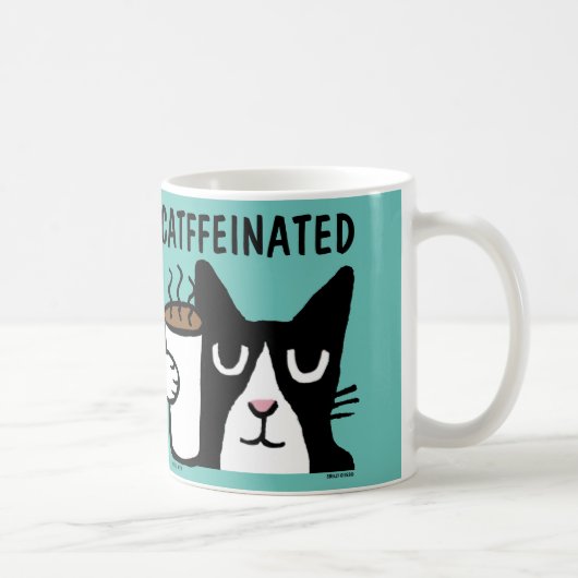 Grappige Kattenkoffie Mok, GECATFFEINEERD Koffiemok (Rechts)