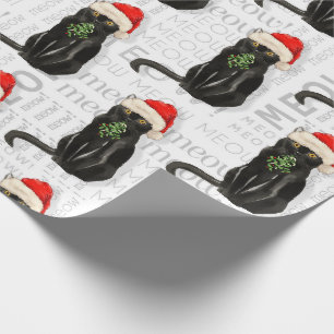 Grappige Kattenliefhebber Black Bombay Kerstmis Cadeaupapier