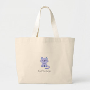 Grappige kattenliefhebber boodschappentassen – Cut Grote Tote Bag