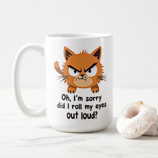 Grappige kattenliefhebber cadeau sarcastisch antis koffiemok (Met donut)
