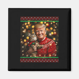 Grappige Kattenliefhebber Kersttrui Trump Lelijke Magneet