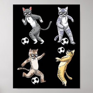 Grappige kattenliefhebber speelt voetbalspeler aai poster