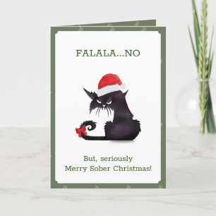 Grappige kattenliefhebbers nuchtere kerst bedankkaart