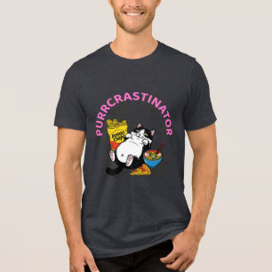 Grappige kattenliefhebbers "Purrcrastinator" Schat Tri-Blend Shirt