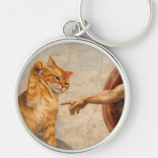 Grappige kattenmeme kunst Creatie van Adam met kat Sleutelhanger