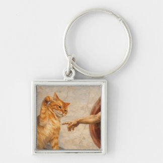 Grappige kattenmeme kunst Creatie van Adam met kat Sleutelhanger
