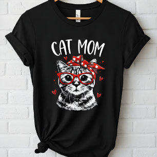 Grappige kattenmoeder met bril en bandana Dames- T-shirt