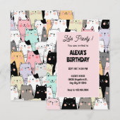 Grappige kattenpatroon verjaardag kaart (Voorkant / Achterkant)