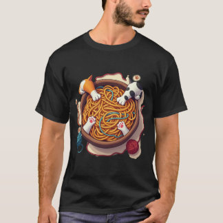 Grappige Kattenpoten Spaghetti Garenspel Humor T-shirt