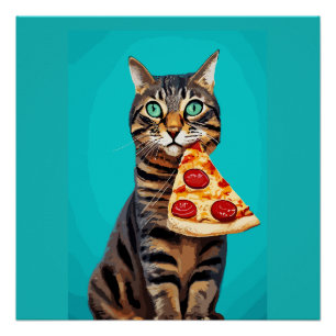 Grappige kattenprint, waardevol Poster papier (mat Perfect Poster