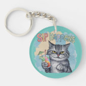 Grappige kattenslok gebeurt sleutelhanger (Voorkant)