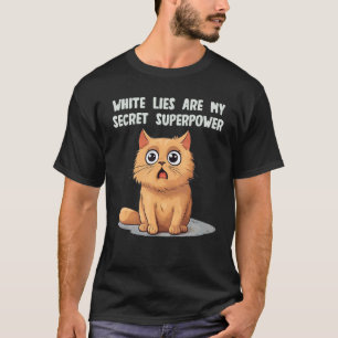 Grappige kattenuitdrukking met witte Lie ideeën su T-shirt