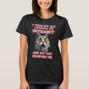 Grappige kattenuitdrukking voor internet memes lie t-shirt